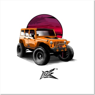 jeep wrangler rubicon orange Posters and Art